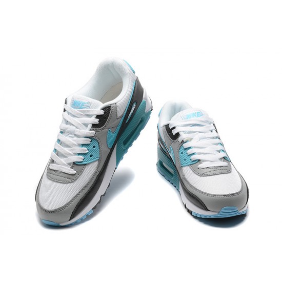 Air Max 90 Men Sports Shoes White Grey and Blue