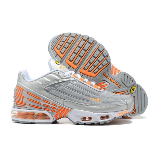 Air Max Plus 3 Men Sports Shoes Grey Orange and Silver