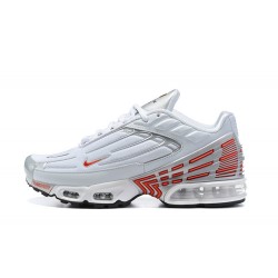 Air Max Plus 3 Men Sports Shoes White Red and Silver