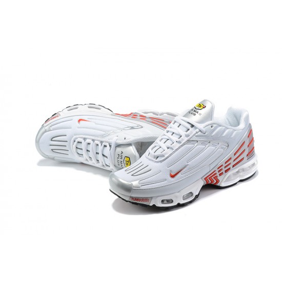 Air Max Plus 3 Men Sports Shoes White Red and Silver