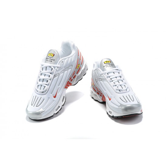 Air Max Plus 3 Men Sports Shoes White Red and Silver