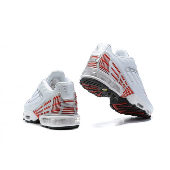 Air Max Plus 3 Men Sports Shoes White Red and Silver