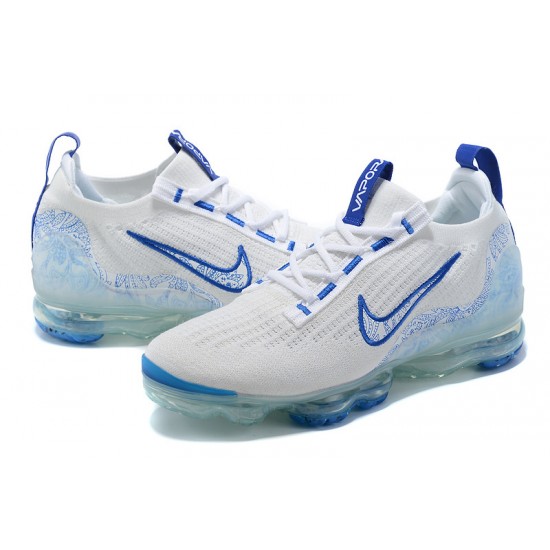 Air VaporMax 2021 Flyknit Women/Men Sports Shoes White and Blue